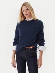 Tommy Hilfiger Sweter WW0WW46438 Granatowy Regular Fit. Niebieskie swetry damskie Tommy Hilfiger, xxs, bez wzorów, z wełny, bez kołnierzyka, bez ramiączek, bez kaptura. Za 559.99 zł.