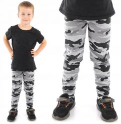 Getry chłopięce Długie legginsy Spodnie Szare Moro 128. Szare spodnie materiałowe dla chłopców LAEMI, bez wzorów. Za 46.88 zł.