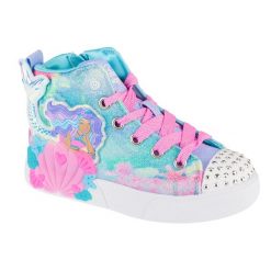 Buty sportowe do chodzenia dziewczęce, Seashell Magic - Mermaid Sea. Niebieskie buty sportowe dziewczęce Skechers, bez wzorów, bez zapięcia, trekkingowe. Za 299.99 zł.