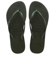 Klapki damskie Havaianas Slim. Zielone klapki damskie Havaianas, bez wzorów, klasyczne, bez obcasa. Za 160.50 zł.