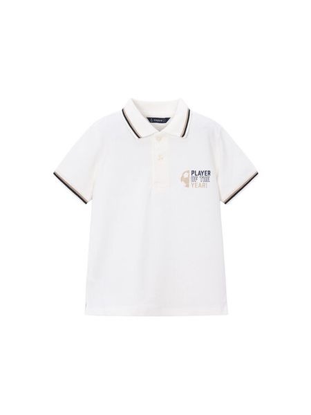 Mayoral Polo 3108 Biały Regular Fit. Białe t-shirty dla chłopców Mayoral, bez wzorów, z bawełny, bez ramiączek. Za 99.99 zł.