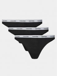 Calvin Klein Underwear Komplet 3 par stringów 000QD5209E Czarny. Czarne stringi damskie Calvin Klein Underwear, l, bez wzorów, z bawełny. Za 119.99 zł.