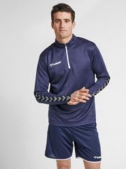 Bluza Hummel demi-zip hmlAUTHENTIC. Niebieskie bluzy męskie Hummel, m, bez wzorów, z materiału, bez kaptura, na fitness i siłownię. Za 177.40 zł.