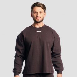 Bluza męska oversize bez kaptura brązowa Aura Tee. Brązowe bluzy sportowe męskie GYMBEAM, m, bez wzorów, z bawełny, bez kaptura, na fitness i siłownię. Za 131.90 zł.