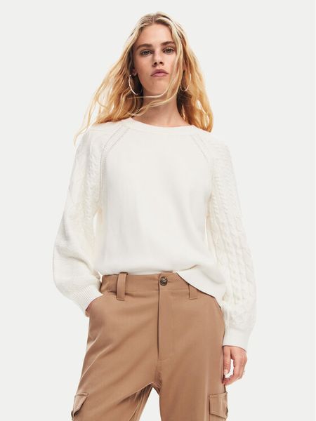 Desigual Sweter Regina 24WWJF35 Biały Regular Fit. Białe swetry damskie Desigual, xl, bez wzorów, z syntetyku, bez kołnierzyka, bez ramiączek, bez kaptura. Za 189.99 zł.