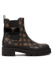 Guess Botki Bensly FLFBEN FAL10 Czarny. Czarne botki damskie Guess, ze skóry, bez obcasa, na płaskiej podeszwie, bez zapięcia. Za 649.99 zł.