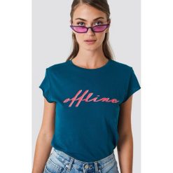 NA-KD T-shirt Offline - Blue. Niebieskie t-shirty damskie NA-KD, z nadrukiem, z okrągłym kołnierzem. Za 72.95 zł.