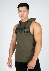 Bezrękawnik fitness męski Gorilla Wear Rogers Hooded Tank Top z kapturem. Zielone t-shirty męskie GORILLA WEAR, m, bez wzorów, z bawełny, bez kołnierzyka. Za 180.25 zł.