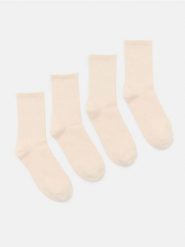 Prążkowane skarpetki 4 pack - kremowy. Białe skarpety damskie Sinsay, bez wzorów, prążkowane. Za 12.99 zł.