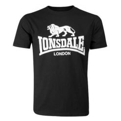 T-shirt o klasycznym kroju Lonsdale Logo. Czarne koszulki sportowe męskie Lonsdale, bez wzorów, klasyczne, bez kołnierzyka. Za 149.50 zł.