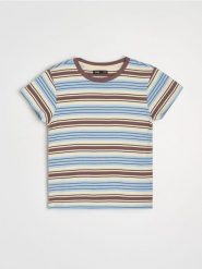 Bawełniana koszulka w paski - brązowy. Brązowe t-shirty damskie Sinsay, l, bez wzorów, z bawełny, bez kołnierzyka. Za 25.99 zł.