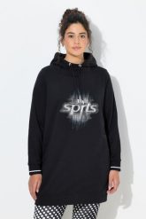 Damskie Długa bluza z kapturem oversize kaptur długi rękaw. Czarne bluzy sportowe damskie Ulla Popken, plus size, bez wzorów, z bawełny, z kapturem. Za 239.99 zł.