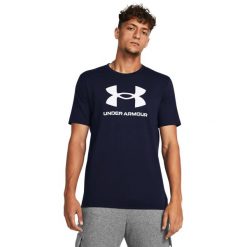 Under Armour UA SPORTSTYLE LOGO UPDATE SS Koszulka męska. Niebieskie koszulki sportowe męskie Under Armour, m, bez wzorów, z bawełny, bez kołnierzyka, bez ramiączek, na fitness i siłownię. W wyprzedaży za 90.99 zł.