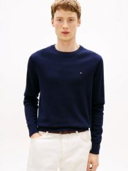 Tommy Hilfiger Sweter z dodatkiem kaszmiru Mężczyźni Bawełna niebieski, XL. Niebieskie swetry przez głowę męskie Tommy Hilfiger, m, bez wzorów, z bawełny, bez kołnierzyka. Za 489.95 zł.