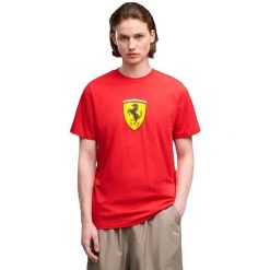 Męskie T-shirt Puma Ferrari Colored Shield Tee. Czerwone t-shirty męskie Puma, m, bez wzorów, z bawełny, sportowe, bez kołnierzyka. Za 197.00 zł.