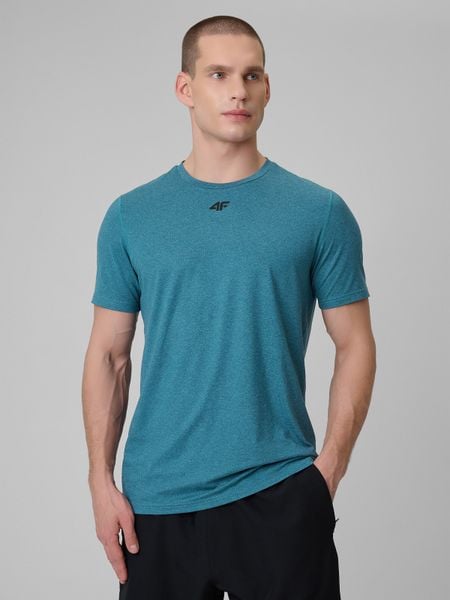 4F Koszulka treningowa regular szybkoschnąca męska - granatowa 3XL. Niebieskie koszulki sportowe męskie 4f, m, bez wzorów, bez kołnierzyka. Za 99.99 zł.