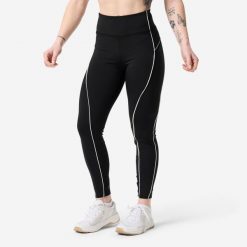 Legginsy fitness damskie Domyos wysoki stan. Białe legginsy sportowe damskie DOMYOS, l, z aplikacjami, z materiału, z podwyższonym stanem, długie, na fitness i siłownię. Za 119.99 zł.
