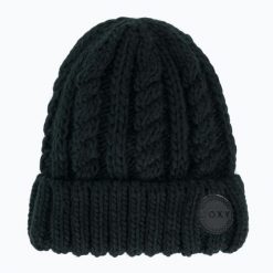 Czapka zimowa damska ROXY Tram Beanie. Czarne czapki i kapelusze damskie Roxy, na zimę, bez wzorów, z materiału, sportowe. Za 139.99 zł.