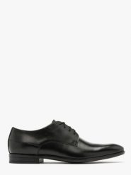 Czarne półbuty wizytowe. Czarne eleganckie półbuty Ryłko, ze skóry, wizytowe, bez zapięcia. Za 449.99 zł.