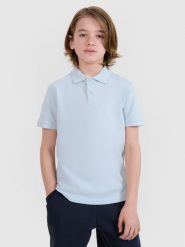 4F Koszulka polo chłopięca - niebieska 158 (12-13 lat). Niebieskie t-shirty dla chłopców 4f, bez wzorów, z bawełny, bez ramiączek. W wyprzedaży za 29.99 zł.