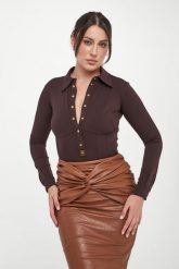 Bluzka z body ELISABETTA FRANCHI. Bluzki damskie Elisabetta Franchi, bez wzorów, bez kołnierzyka, bez ramiączek. Za 1,969.00 zł.