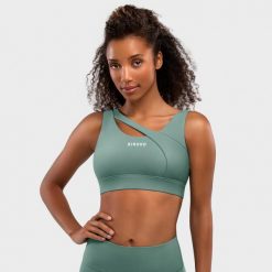 Stanik sportowy fitness damski - Wysokie wsparcie Cross Green. Zielone obuwie sportowe damskie SIROKO, bez wzorów, z nylonu, na fitness i siłownię. W wyprzedaży za 126.00 zł.