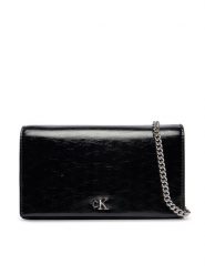 Calvin Klein Torebka Ck Metallic Wallet On Chain LV04F3320G Czarny. Czarne torebki do ręki damskie Calvin Klein, bez wzorów, ze skóry, wizytowe, bez dodatków. Za 409.99 zł.