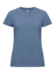 Clique New Classic-T Women T-shirt z bawełny, współczesny krój. Niebieskie t-shirty damskie CLIQUE, s, bez wzorów, z bawełny, klasyczne, bez kołnierzyka. Za 104.55 zł.
