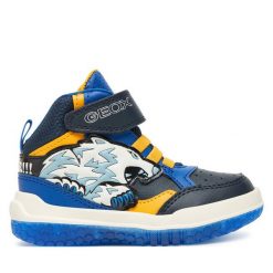 Sneakersy Geox. Niebieskie trampki i tenisówki chłopięce Geox, bez wzorów, bez zapięcia. Za 189.99 zł.