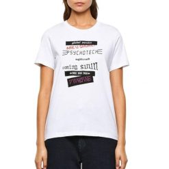 Koszulka turystyczna damska Diesel Sily. Białe koszulki sportowe damskie Diesel, bez wzorów, z bawełny, bez kołnierzyka, bez ramiączek. Za 194.70 zł.