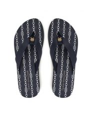 Tommy Hilfiger Japonki Th Chain Print FW0FW08514 Granatowy. Niebieskie klapki damskie Tommy Hilfiger, bez wzorów, z materiału, bez obcasa. Za 129.99 zł.