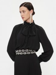 Elisabetta Franchi Bluzka CA-011-37E2-V380 Czarny Regular Fit. Czarne bluzki damskie Elisabetta Franchi, bez wzorów, z syntetyku, bez kołnierzyka, bez ramiączek. Za 1,449.00 zł.