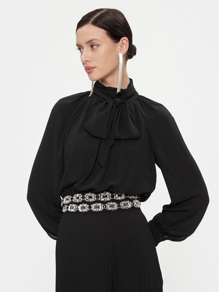 Elisabetta Franchi Bluzka CA-011-37E2-V380 Czarny Regular Fit. Czarne bluzki damskie Elisabetta Franchi, bez wzorów, z syntetyku, bez kołnierzyka, bez ramiączek. Za 1,449.00 zł.