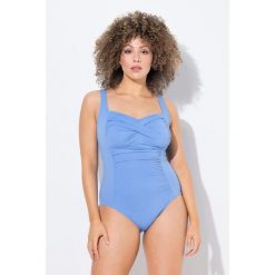 Damski Strój kąpielowy metaliczny miękkie miseczki podszewka powermesh z przodu. Niebieskie kostiumy jednoczęściowe damskie Ulla Popken, plus size, bez wzorów, z elastanu, sportowe, plus size, do pływania. Za 294.99 zł.