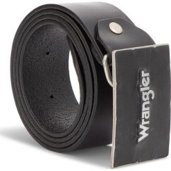Pasek Męski WRANGLER - Metal Buckle Belt W0B588301 85 Black. Czarne paski damskie Wrangler, w paski, ze skóry. W wyprzedaży za 169.00 zł.