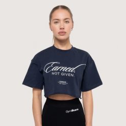Koszulka damska functional training cropped Earned. Koszulki sportowe damskie GYMBEAM, l, bez wzorów, z bawełny, bez kołnierzyka, bez ramiączek, na fitness i siłownię. Za 80.90 zł.