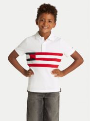 Tommy Hilfiger Polo KB0KB09528 S Biały Regular Fit. Białe t-shirty dla chłopców Tommy Hilfiger, bez wzorów, z bawełny, bez ramiączek. Za 139.99 zł.