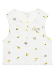 Guess Top J6GI02 KF794 Biały Regular Fit. Białe t-shirty i topy dla dziewczynek Guess, z aplikacjami, z bawełny, bez ramiączek. Za 124.99 zł.