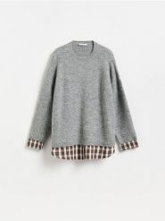 Sweter z domieszką wełny i alpaki - szary. Szare swetry damskie Reserved, l, bez wzorów, z dzianiny, bez kołnierzyka, bez ramiączek, bez kaptura. Za 149.99 zł.