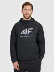 4F Bluza dresowa nierozpinana z kapturem męska - szara S. Szare bluzy męskie 4f, m, bez wzorów, z dresówki, z kapturem. Za 189.99 zł.