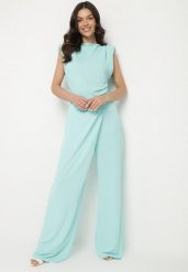 Jasnozielony Kombinezon Bez Rękawów z Ozdobnym Marszczeniem Sepalene. Zielone sukienki damskie Born2be, na co dzień, na wiosnę, m, bez wzorów, eleganckie, bez kołnierzyka, bez ramiączek, proste. Za 149.99 zł.