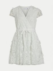 Vila Sukienka koktajlowa Edda 14093019 Biały Regular Fit. Białe sukienki damskie Vila, bez wzorów, z syntetyku, wizytowe, bez kołnierzyka, bez ramiączek. Za 199.99 zł.