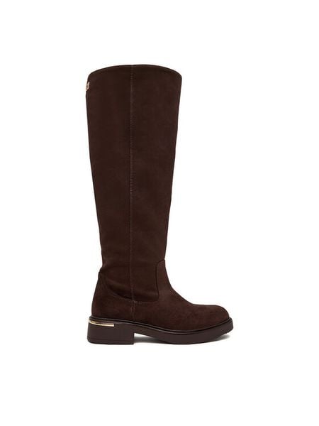 Nine West Kozaki CEO-LB205652-7B Brązowy. Brązowe kozaki damskie Nine West, z materiału, bez obcasa, na płaskiej podeszwie. Za 299.99 zł.