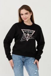 GUESS Czarna damska bluza Icon, Rozmiar S. Czarne bluzy damskie Guess, s, z aplikacjami, bez kaptura. W wyprzedaży za 331.99 zł.