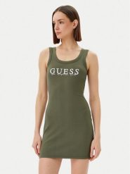 Guess Sukienka codzienna V5GK06 K8RT2 Zielony Slim Fit. Zielone sukienki damskie Guess, na co dzień, s, z aplikacjami, z wiskozy, bez kołnierzyka, bez ramiączek, proste. Za 149.99 zł.