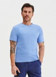 PAKO LORENTE – Bawełniany niebieski t-shirt. Niebieskie t-shirty męskie Pako Lorente, xxl, bez wzorów, z bawełny, bez kołnierzyka. Za 69.99 zł.