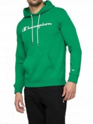 Bluza na co dzień męska CHAMPION z kapturem. Zielone bluzy męskie Champion, m, bez wzorów, z bawełny, bez kaptura. Za 229.00 zł.