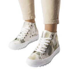 Zielone wzorzyste trampki Big Star LL274047. Zielone trampki i tenisówki damskie bez wzorów, z gumy, eleganckie, bez zapięcia. Za 204.32 zł.