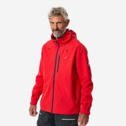 Kurtka żeglarska męska Decathlon Sailing 500. Czerwone kurtki sportowe męskie Decathlon, m, bez wzorów, z materiału, żeglarskie. Za 199.99 zł.