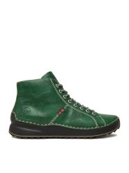Rieker Botki 71510-52 Zielony. Zielone botki damskie Rieker, z materiału, bez obcasa, na płaskiej podeszwie, bez zapięcia. Za 299.99 zł.